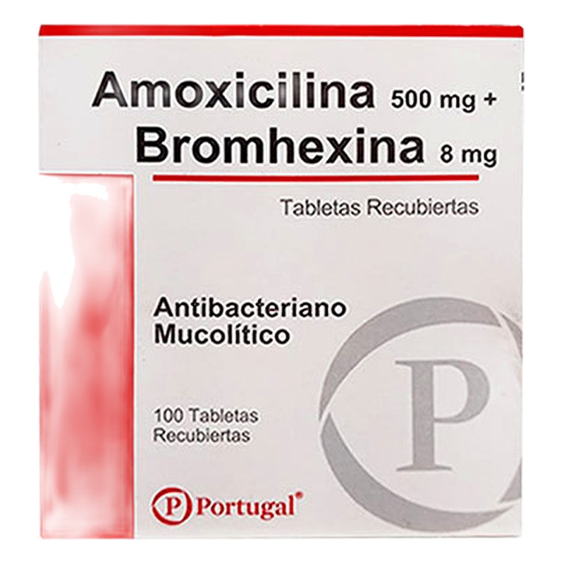 AMOXICILINA + BROMHEXINA 500mg+8mg x 100cap Lab. PORTUGAL