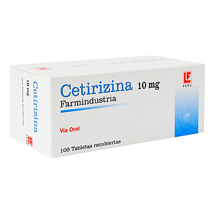 CETIRIZINA 10mg x 100 Tabletas Lab. FARMINDUSTRIA GENERICO (FAGE)