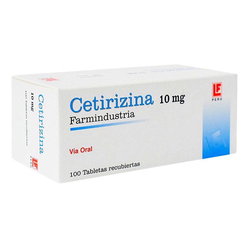 CETIRIZINA 10mg x 100 Tabletas Lab. FARMINDUSTRIA GENERICO (FAGE)
