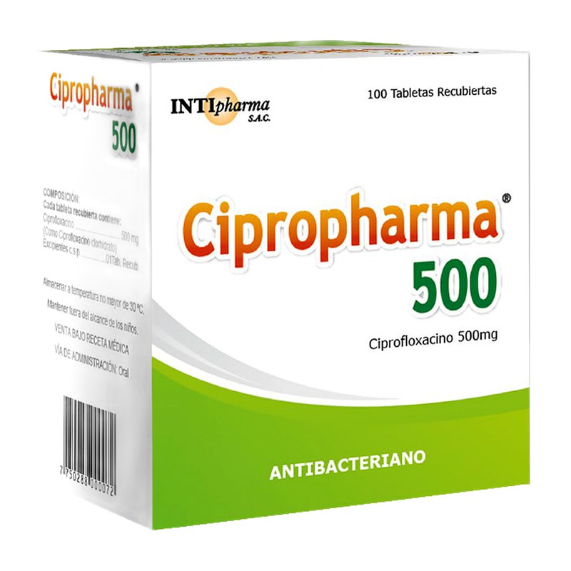 CIPROPHARMA (ciprofloxacino) 500mg x 100 TAB. REC Lab. INTIPHARMA (INTI)