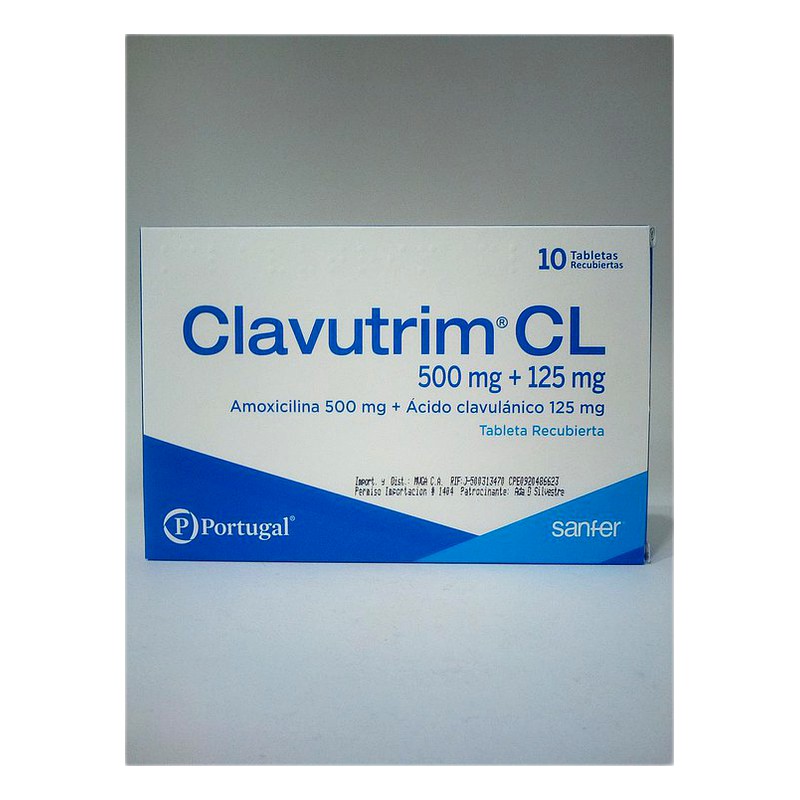 CLAVUTRIM CL 500mg + 125mg x 10 Tabletas Recub. Lab. PORTUGAL