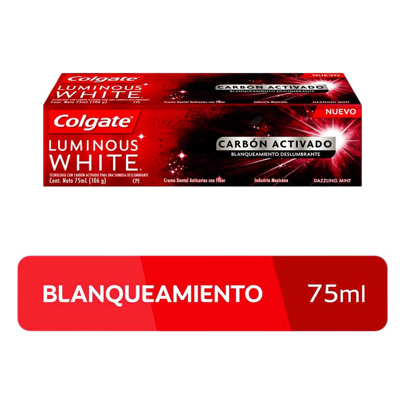 PASTA DENTAL COLGATE  LUMINOUS WHITE / CARBON ACTIVADO   75ml X 106G Lab. COLGATE PALMOLIVE 