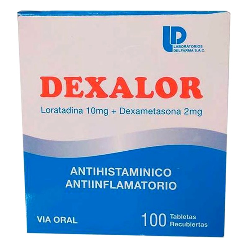 DEXALOR PLUS (Betametasona 0.25 mg + Dexclorfeniramina maleato 2 mg) x 100 Tabletas Recubiertas Lab. DELFARMA S.A.C (DEL)