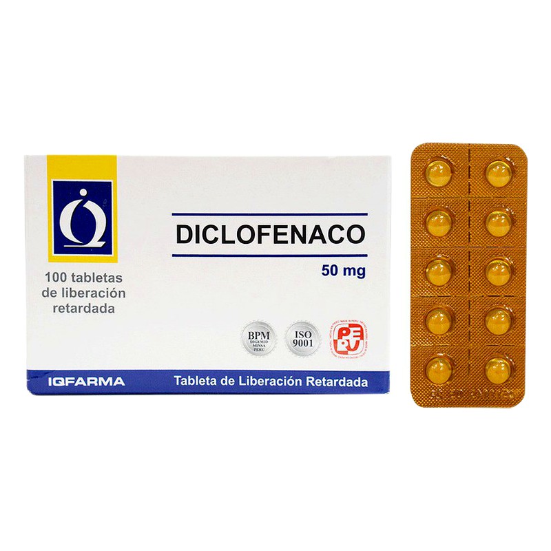 DICLOFENACO 50mg x100 tabletas  L/R Lab. IQFARMA