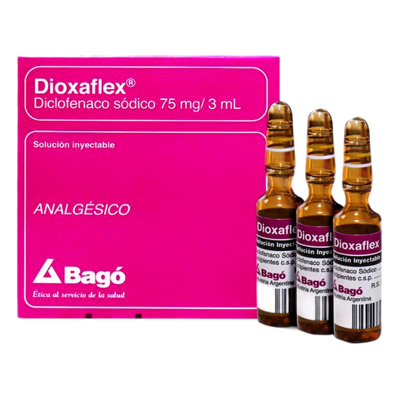 DIOXAFLEX (Diclofenaco) 75mg/3ml Solución Inyectable x 3 Ampollas Lab. BAGO DEL PERU S.A LABORATORIOS (BAGO)