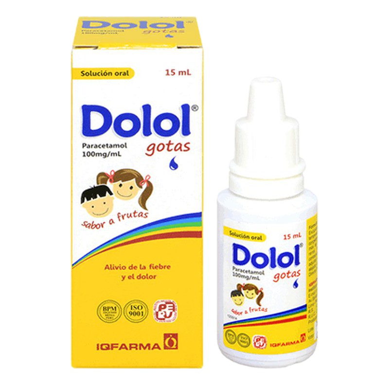 DOLOL (Paracetamol) 100mg/ml Gotas x 15 ml Lab. INST.QUIMIOTERAPICO (IQFARMA) (IQFA)