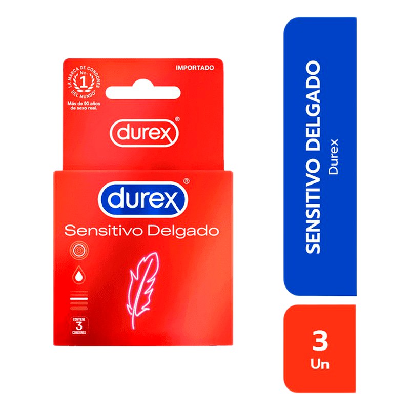 PRESERVATIVO DUREX SENSITIVO DELGADO x 3 Unid.  Lab. RECKITT BENCK (RCBK)