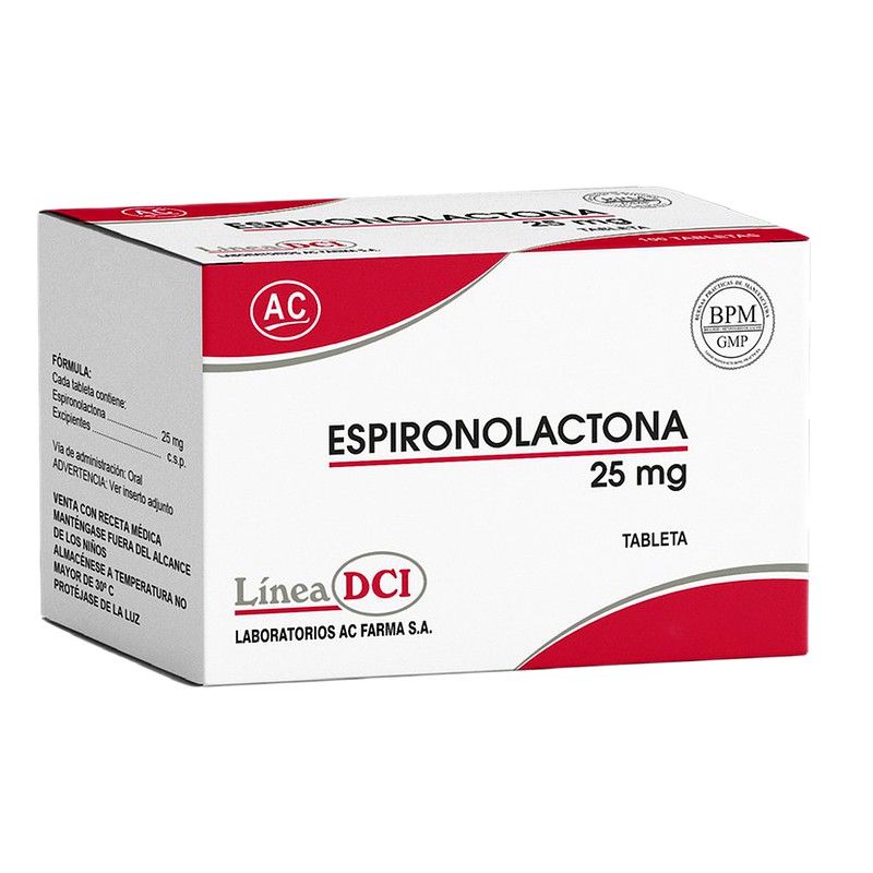 ESPIRONOLACTONA 25mg x 100 Tabletas Lab. AC FARMA