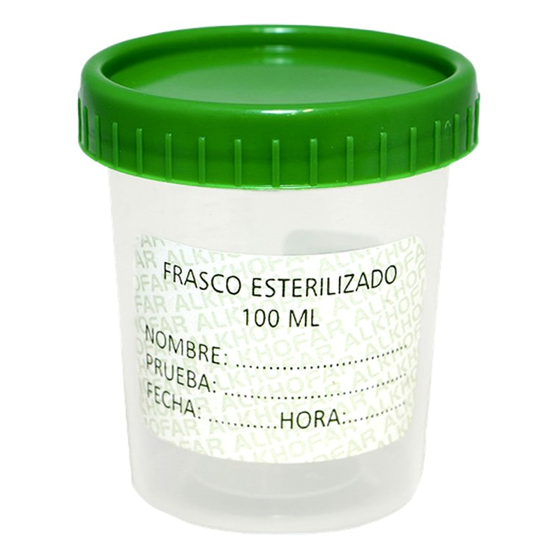 ENVASE - FRASCO ESTERIL (ANALISIS) C/TAPA VERDE Lab. CRIOFARMA