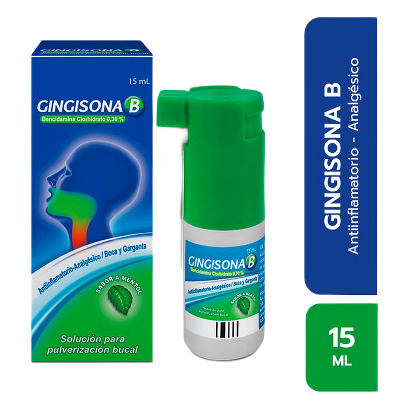 GINGISONA B (bencidamina clorh.) 0.30% x 15ml SOLUCION PARA PULVERIZACION Lab. TEVA PERU SA (TEVA)