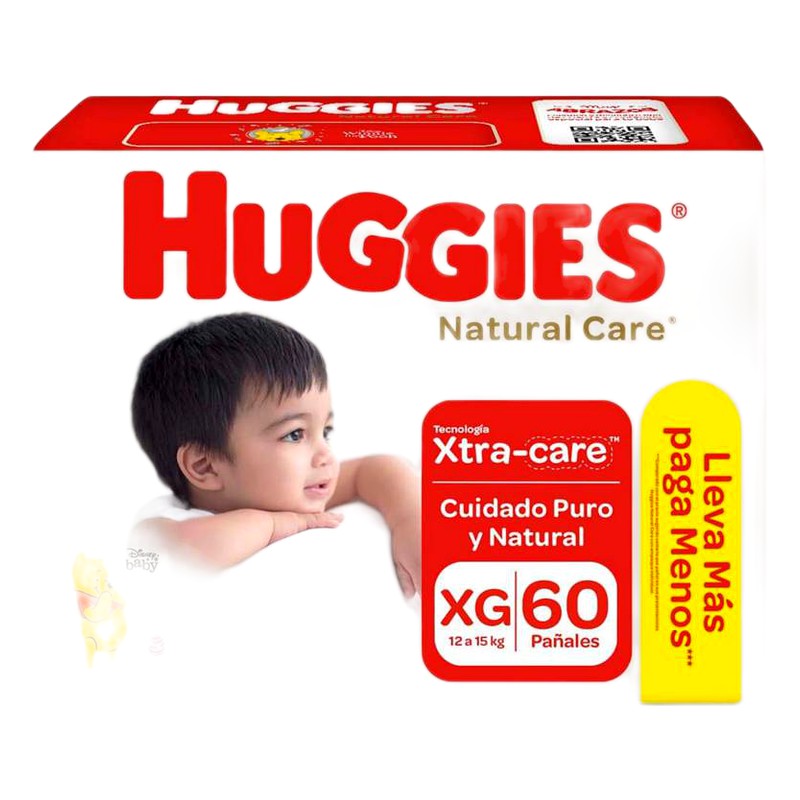 PAÑAL HUGGIES NATURAL CARE  XG x 60 UNID. Lab. KIMBERLY-CLARK PERU SA (KICL)