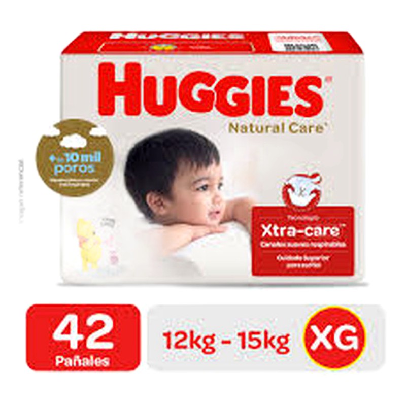 PAÑAL HUGGIES NATURAL CARE TALLA XG x 42 Unidades (EMPAQUE INDIVIDUAL) Lab. KIMBERLY-CLARK PERU SA (KICL)