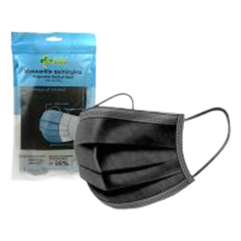 MASCARILLA C/ELAST RECTA  CELESTE Y NEGRA x 50 UNDS Lab. VITRINAS (VITRI)