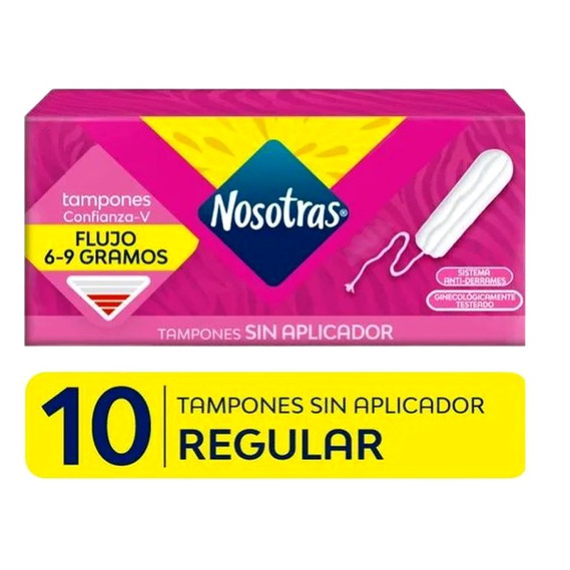 TAMPONES NOSOTRAS SIN APLICADOR REGULAR x 10unid. Lab. NOSOTRAS (NOST)