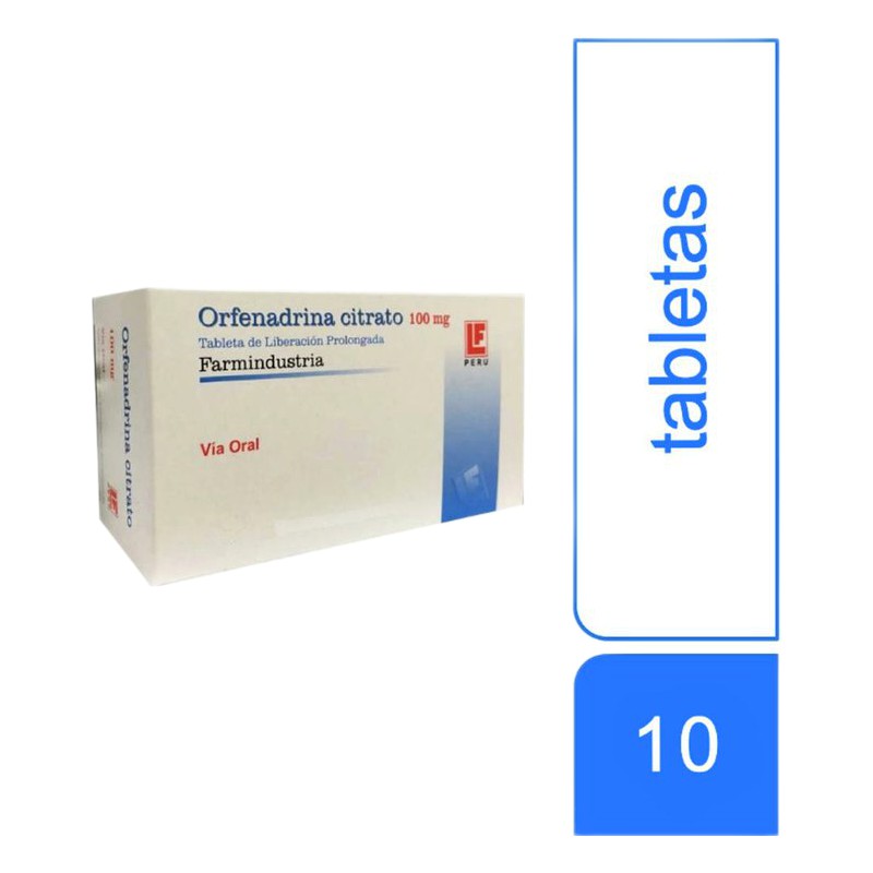 ORFENADRINA CITRATO  100mg x100tab. Lab. FARMINDUSTRIA 