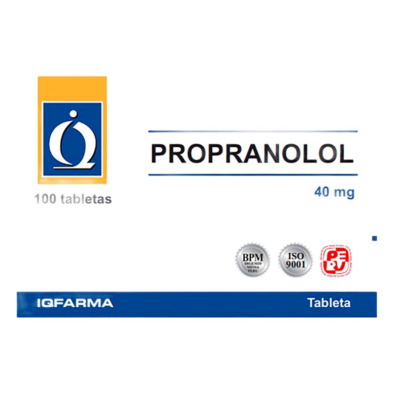 PROPRANOLOL 40mg x100 TABLETAS  Lab. IQFARMA