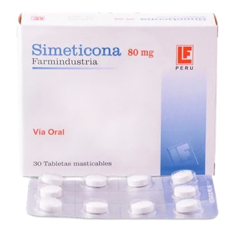 SIMETICONA 80mg x 30 Tabletas Masticables Lab. FARMINDUSTRIA GENERICO (FAGE)