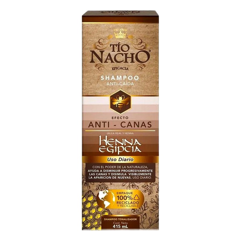 SHAMPOO TIO NACHO ANTI-CANAS HENNA EGIPCIA Frasco x 415 ml Lab. GENOMA LAB. (GENO)