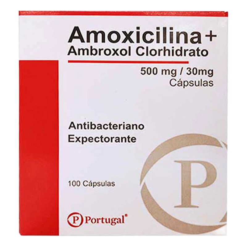 AMOXICILINA + BROMHEXINA 500mg+8mg x 100cap Lab. PORTUGAL