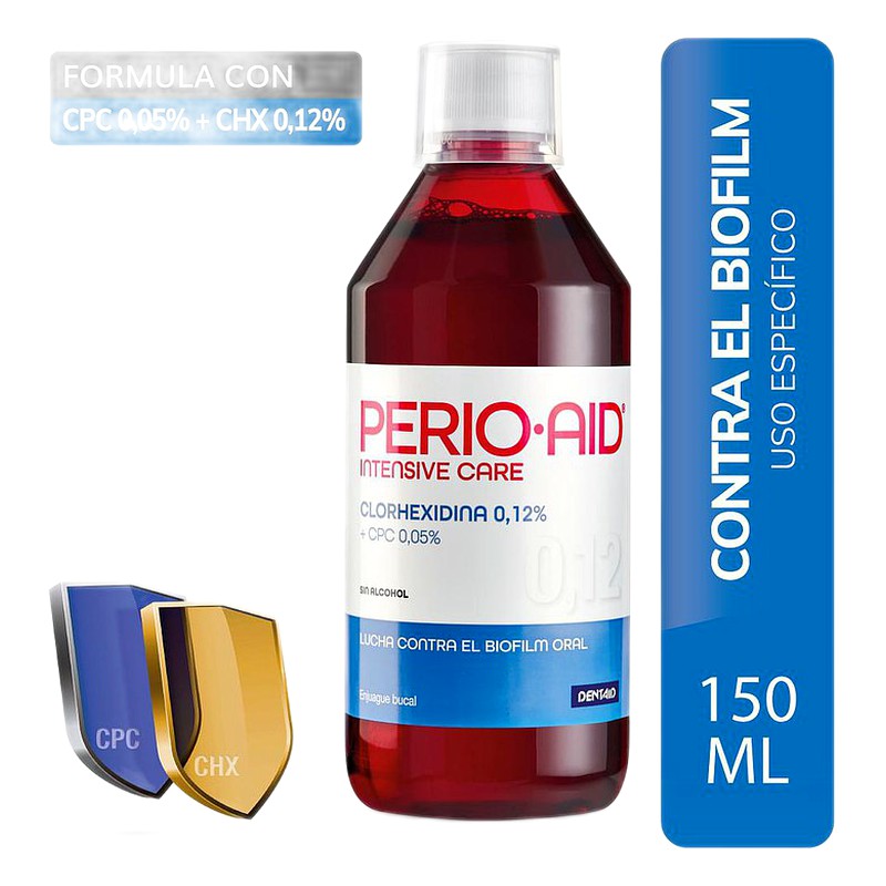 ENJUAGUE BUCAL SIN ALCOHOL PERIO AID INTENSE CARE 0.12% (azul) Frasco x 150 ml