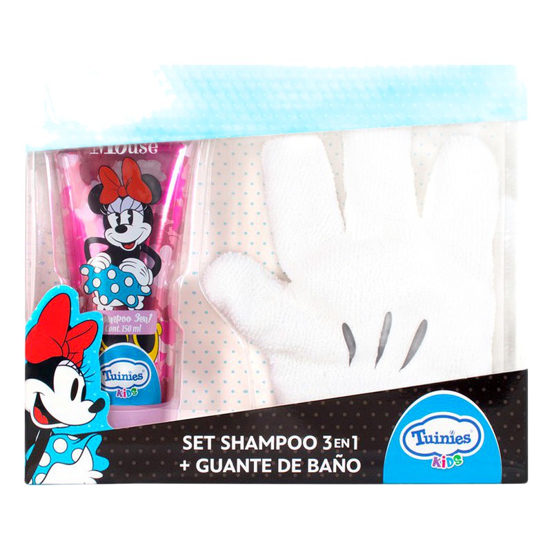 SET MINNIE MOUSE  Y MICKEY MOUSE SHAMPOO 3en1 X 150ml+GUANTE DE BAÑO  - TUINIES KIDS