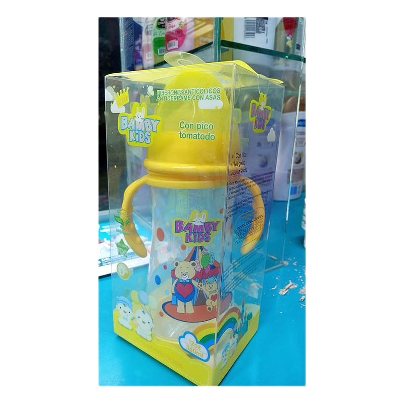 BIBERON DE PLASTICO BAMBY KIDS  12oz/360ml ANTI COLICO 