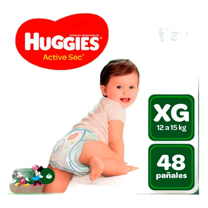 PAÑAL HUGGIES ACTIVE SEC TALLA XG x 48 Unidades (EMPAQUE INDIVIDUAL) Lab. KIMBERLY - CLARK PERU
