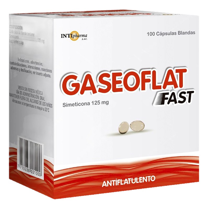 GASEOFLAT FAST (Simeticona) 125mg x 100 Capsulas Blandas Lab. INTIPHARMA
