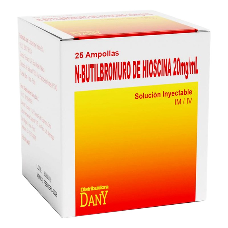 N-BUTILBROMURO DE HIOSCINA 20mg/ml sol.iny. x 25 ampollas DISTRIBUIDORA DANNY