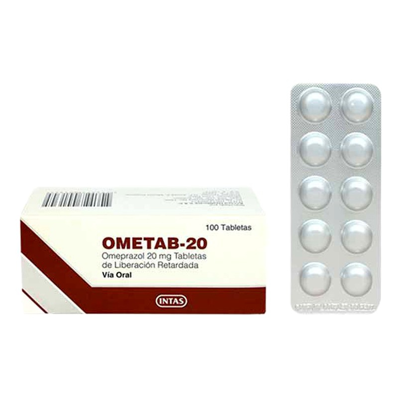 📌OMETAB-20 (Omeprazol) 20mg x 100 Tabletas de Liberación Retardada Lab. INTAS FARMACEUTICALS LTD