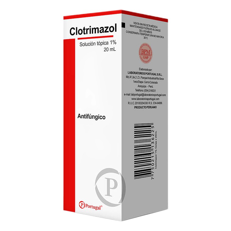 CLOTRIMAZOL 1% Solución Tópica. x 20ml Lab. PORTUGAL