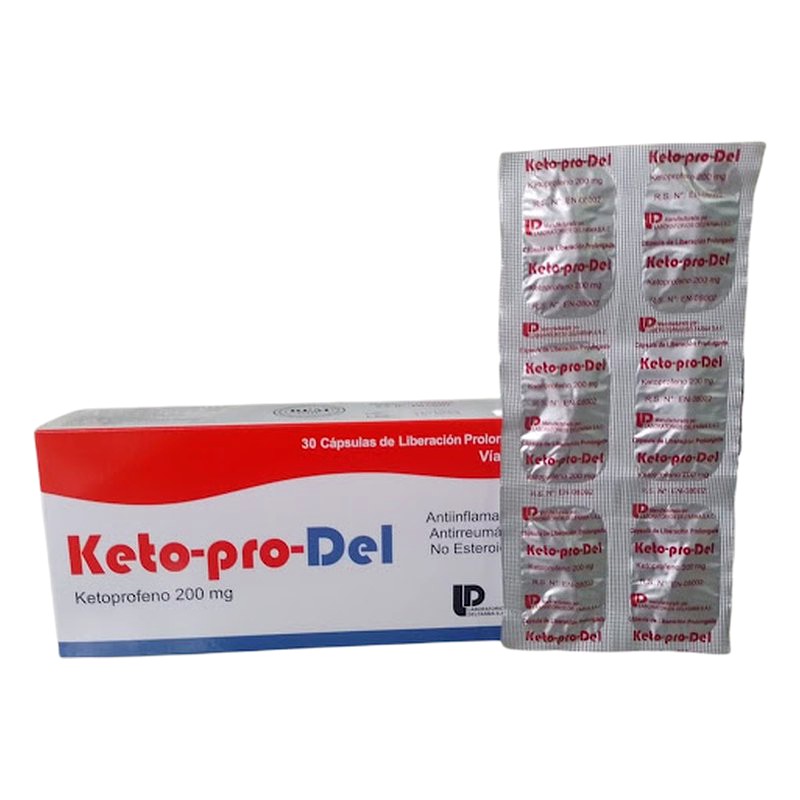 KETOPRODEL (Ketoprofeno) 200mg x 30 Capsulas  de lib. prolong. Lab. DELFARMA