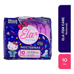 TOALLAS HIGIENICAS ELA FEM CARE NOCTURNAS x 10 UND