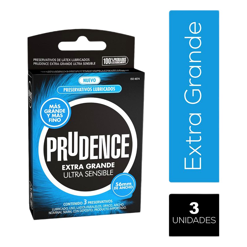 PRESERVATIVO PRUDENCE XTRA GRANDE ULTRA SENSIBLE x 3 unid