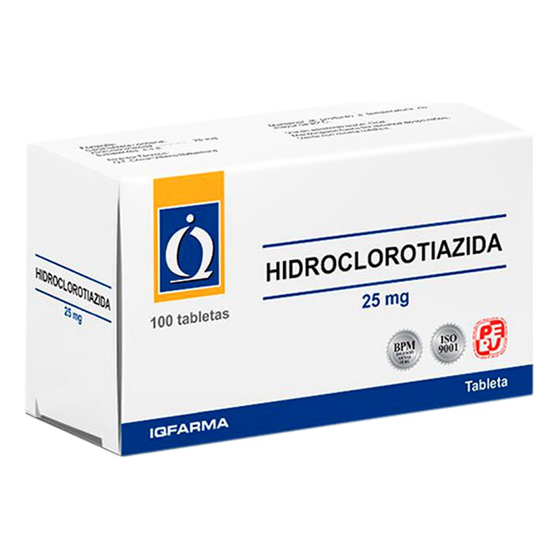HIDROCLOROTIAZIDA 25 mg x 100 Tabletas Lab.