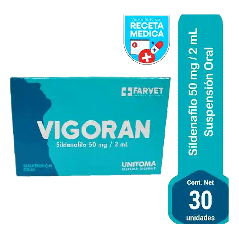 VIGORAN (Sildenafilo) 50 mg/2ml Suspensión Oral x 30 Monodosis Lab. FARVET