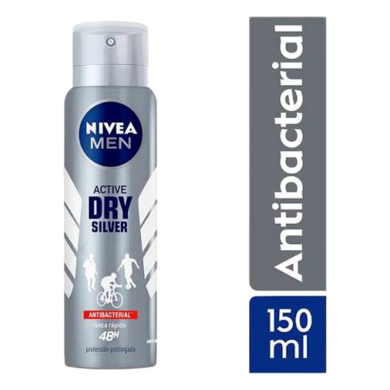 DESODORANTE NIVEA ACTIVE DRY SILVER HOMBRE Spray x 150 ml